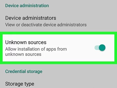 Allow installation from unknown sources