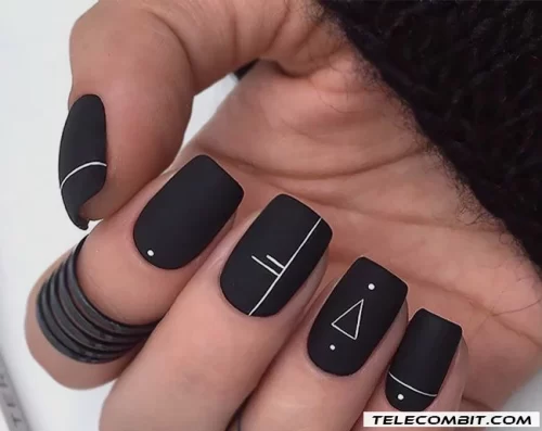 Squoval Nails with Geometric Nail Designs Nail Art Ideas That Are Trendy In 2022 (Suitable For All Ages)