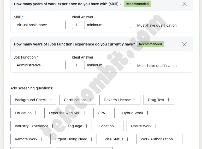 Complete These Fields On The Applicants Options Page