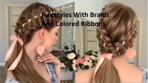 Hairstyles With Braids And Colored Ribbons