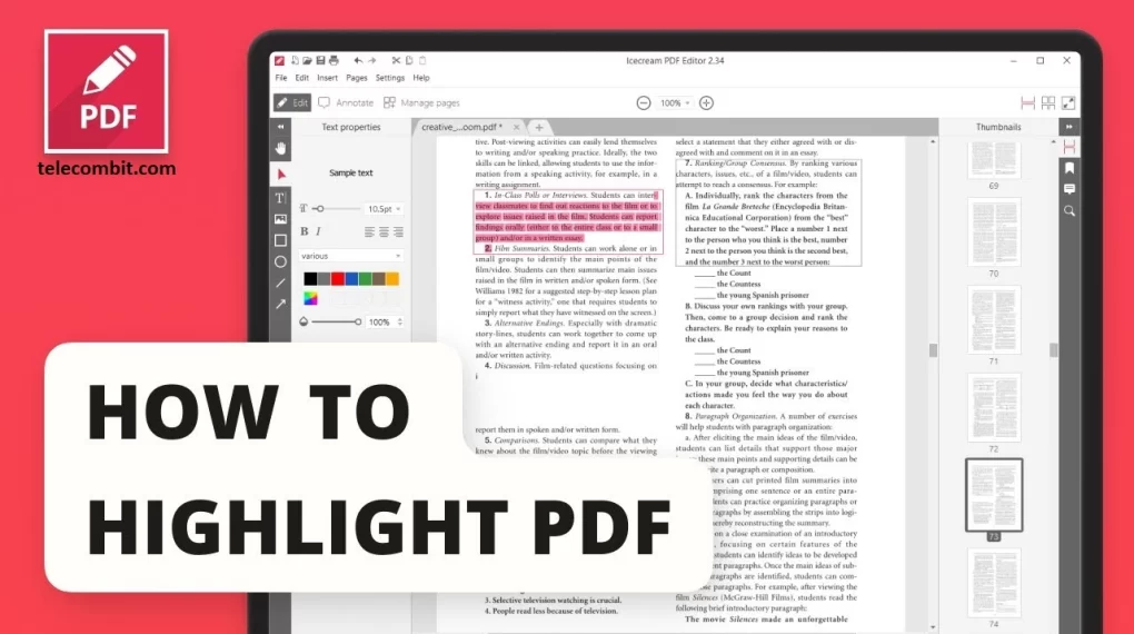 Specific steps to release highlights from PDFs online-telecombit.com